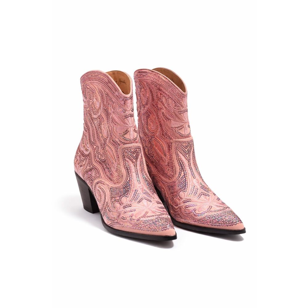 Helen's Heart Pink Sequin Cowboy Boots Size 8 Western Pointed Toe